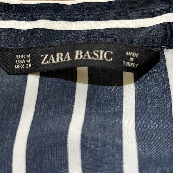 Zara Basics Navy Striped Blouse - Picture 4 of 9